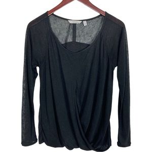 Athleta Neveah Black Long Sleeve Twist Front Shirt Top Size Small